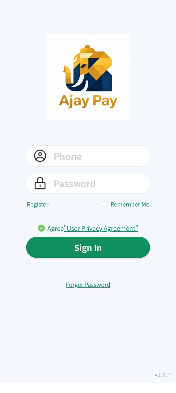 Ajaypay login page